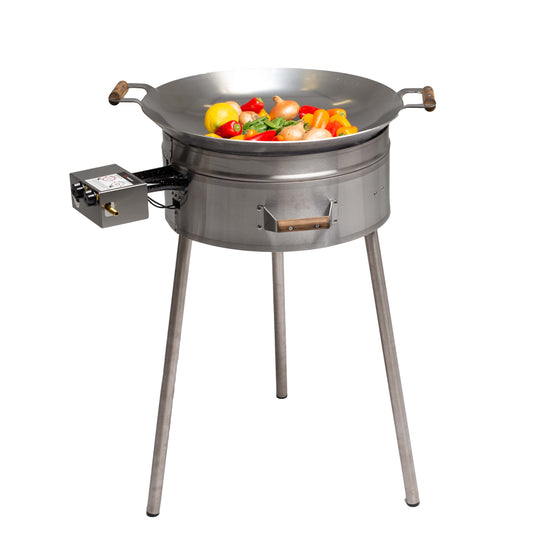 GrillSymbol Cataplana Set PRO-545 inox CAT (gas burner, windshield, legs, pan + lid)