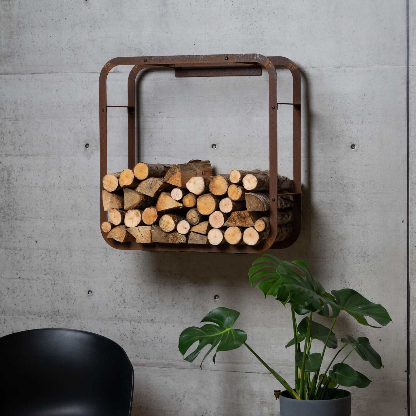 GrillSymbol Corten Steel Firewood Rack Ake(size 72 x 72 cm)