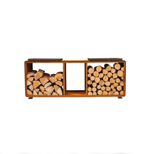 GrillSymbol Corten Steel Firewood Rack Enzo Rack-L(size 119 x 43 x 37 cm)