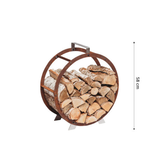 GrillSymbol Corten Steel Firewood Basket Hugo, ø 58 cm