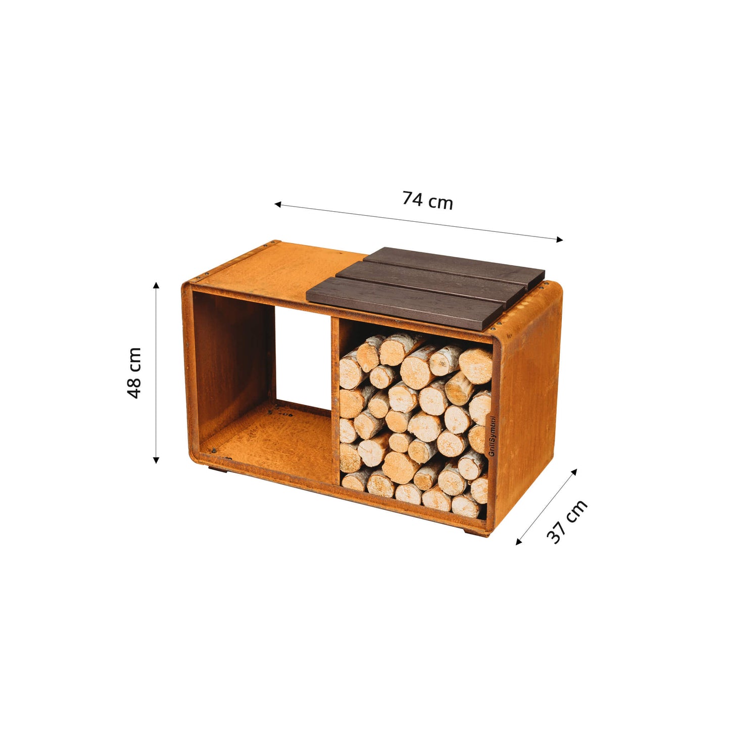 GrillSymbol Corten Steel Firewood Rack Enzo Rack-M(size 74 x 43 x 37 cm)