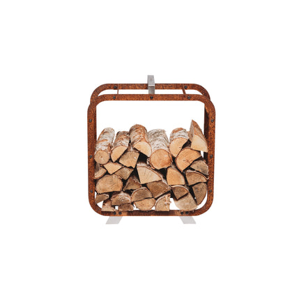 GrillSymbol Corten Steel Firewood Basket Leo(size 58 x 58 cm)