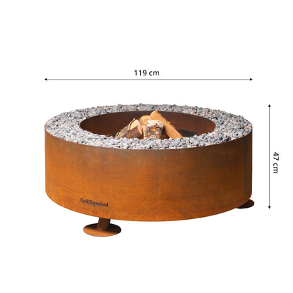 GrillSymbol Corten Steel Fire Pit Luna, ø 119 cm