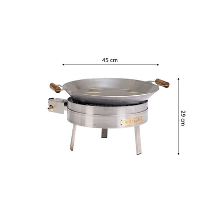 GrillSymbol Wok Burner Set PRO-450 inox, ø 45 cm (wok pan ø 45 cm, gas burner ø 30 cm)