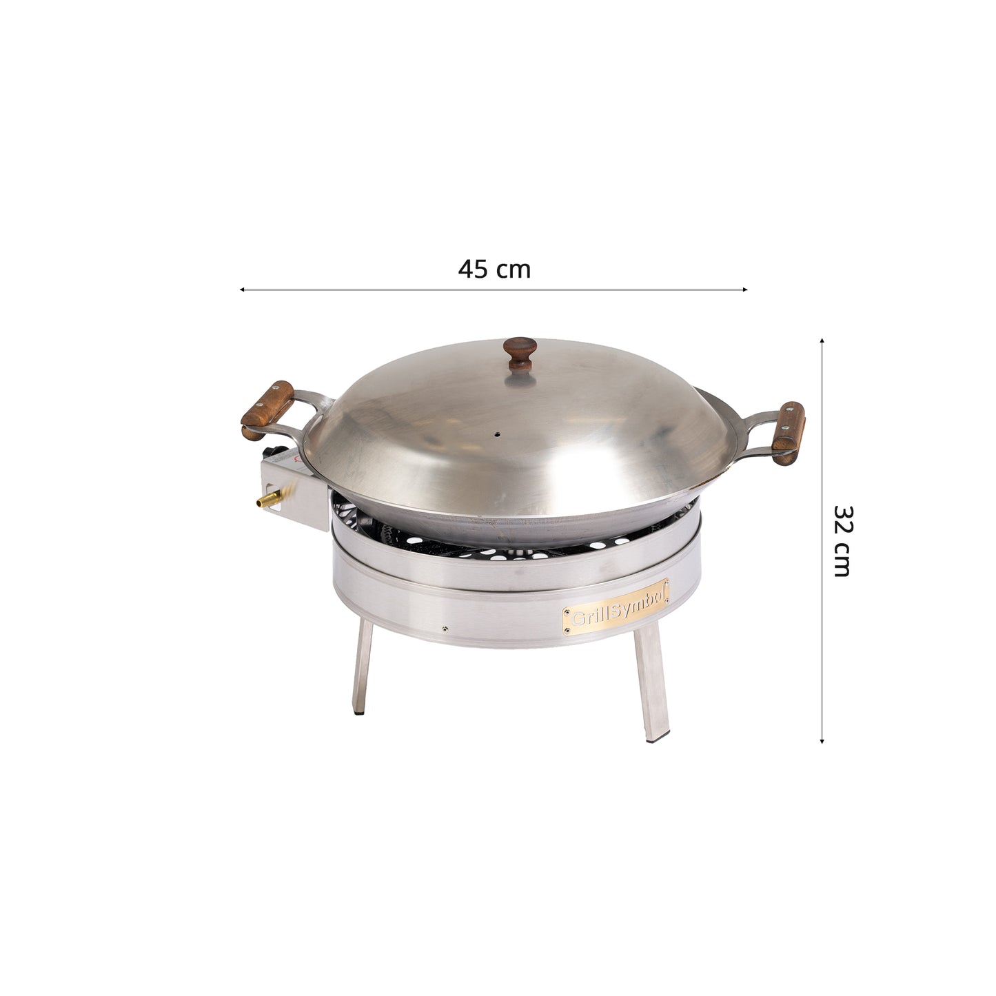 GrillSymbol Cataplana Set PRO-450 inox CAT (gas burner, windshield, legs, pan + lid)