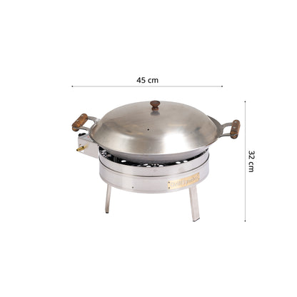 GrillSymbol Cataplana Set PRO-450 inox CAT (gas burner, windshield, legs, pan + lid)