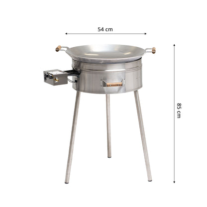 GrillSymbol Cataplana Set PRO-545 inox CAT (gas burner, windshield, legs, pan + lid)