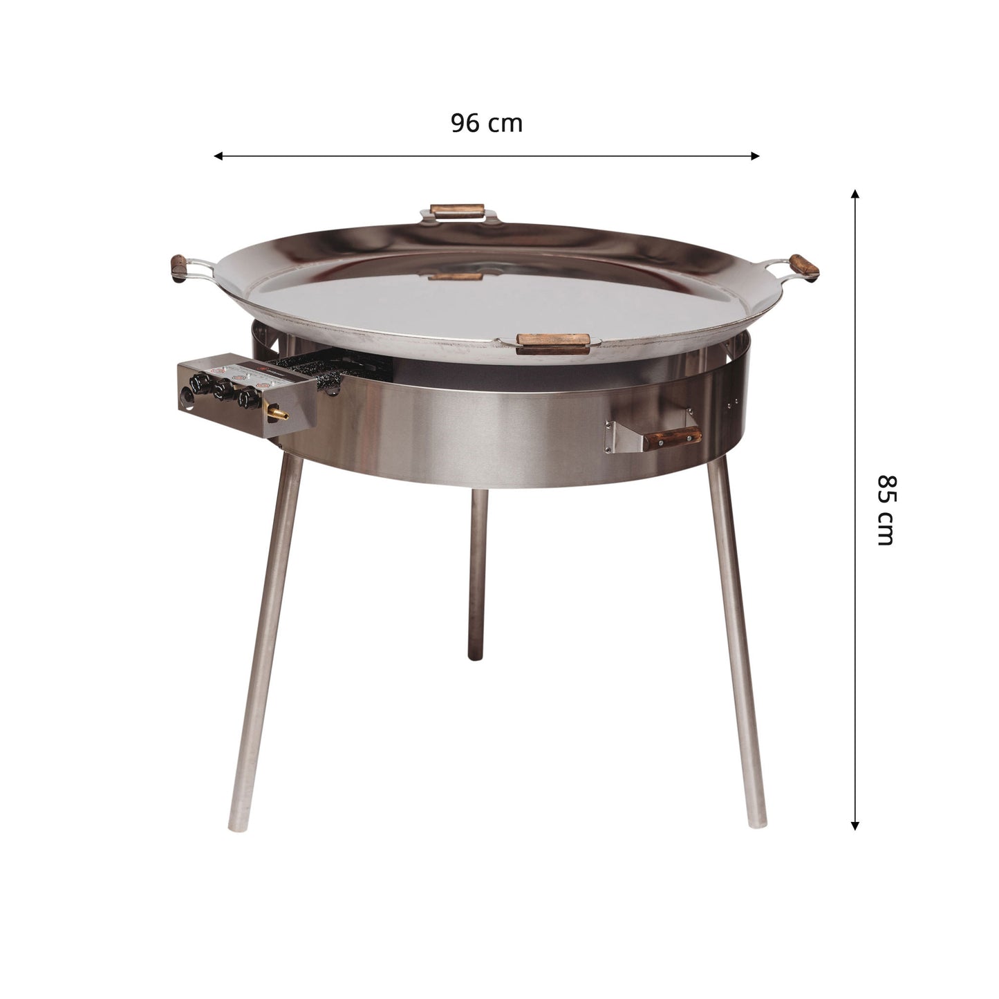 GrillSymbol Paella Cooking Set PRO-960 inox, ø 96 cm (pan 5 mm stainless ø 96, gas burner ø 60 cm)