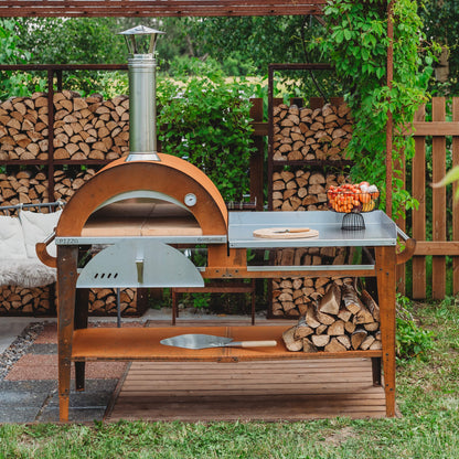 GrillSymbol Wood Fired Pizza Oven with Stand  and Side Table Pizzo-XL-Set