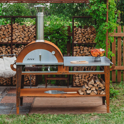 GrillSymbol Wood Fired Pizza Oven with Stand  and Side Table Pizzo-XL-Set