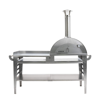 GrillSymbol Wood Fired Pizza Oven with Stand and Side Table Pizzo-XL-Set-inox