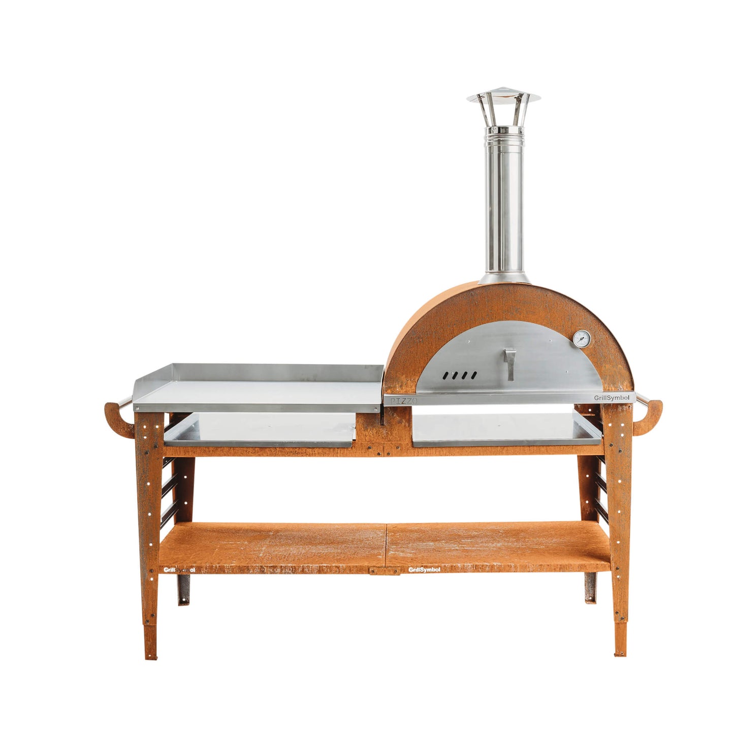 GrillSymbol Wood Fired Pizza Oven with Stand  and Side Table Pizzo-XL-Set