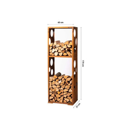 GrillSymbol Corten Steel Firewood Rack WoodStock L  (size 60x37x170 cm)