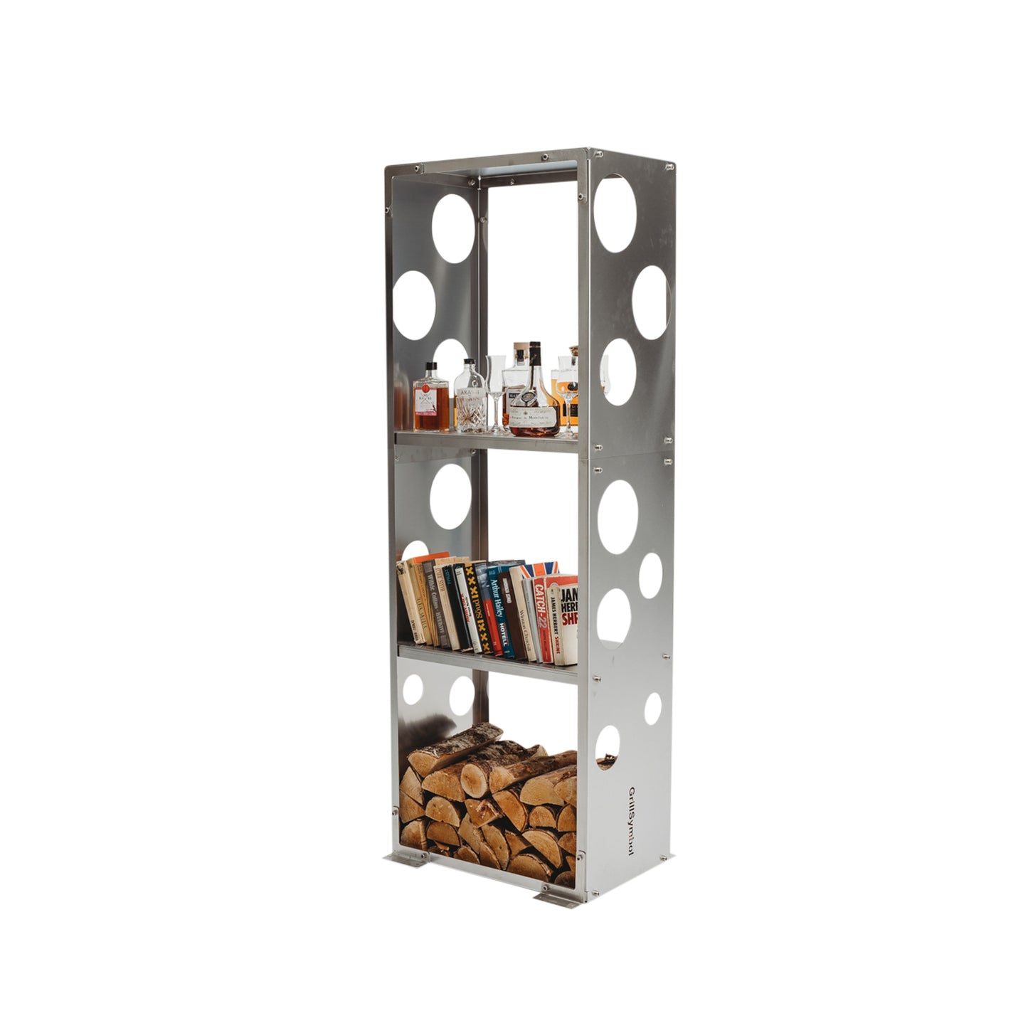 GrillSymbol Stainless Steel Firewood Rack WoodStock L  (size 60x37x170 cm)