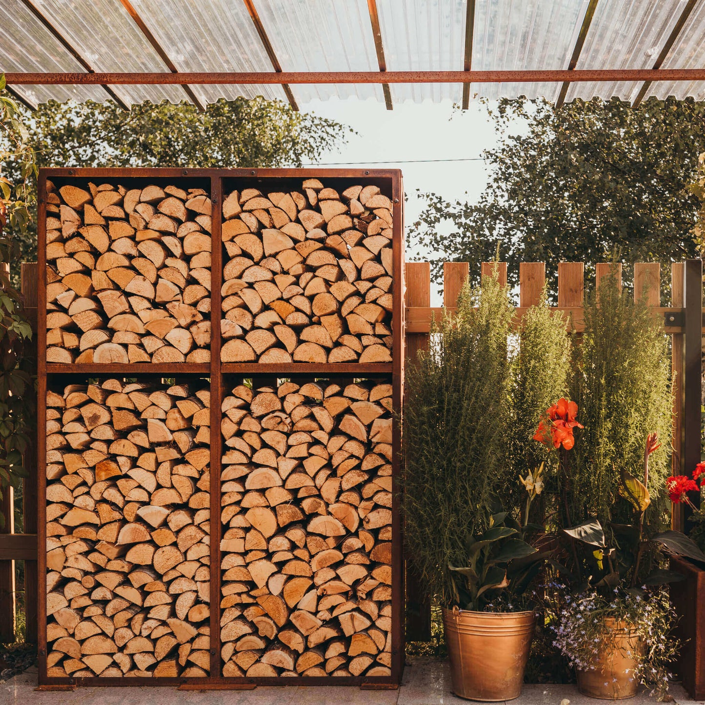 Corten Steel Modular Shelf WALL-2 (size 119x37x170 cm, consists of 2 modules)