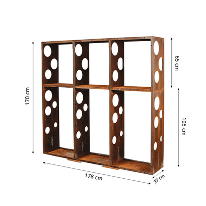 Corten Steel Modular Shelf WALL-3 (size 178x37x170 cm, consists of 3 modules)